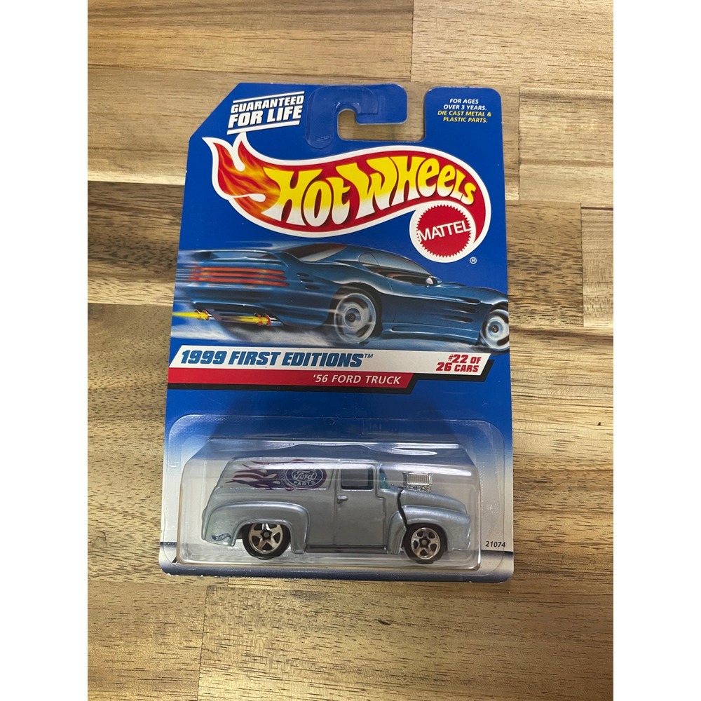 Hot Wheels 1999 First Editions 56 Ford Truck Silver Purple Flames 927 Mattel